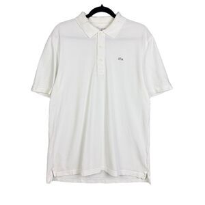 Lacoste Size 6 Vintage Washed White Short Sleeve Polo Shirt Men’s Large Logo